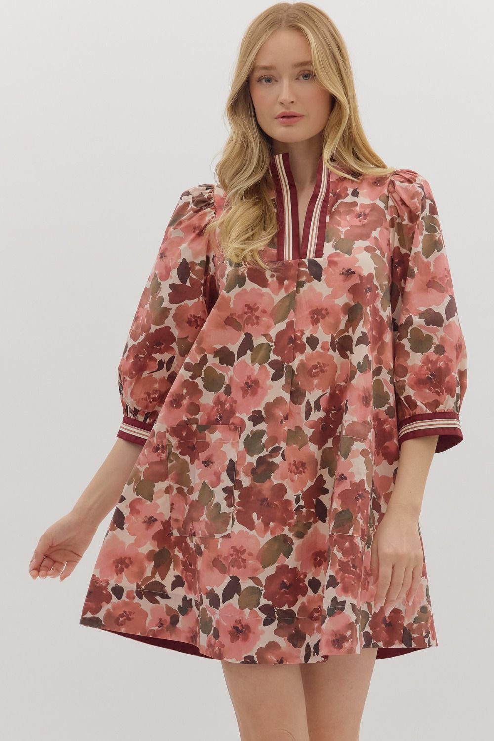 Wine Fall Floral Dress SHIPS OR PICKUP FROM COCO 10/6/25
