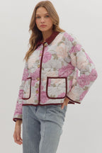 Mauve Floral Quilted Jacket SHIPS OR PICKUP FROM COCO 11/6/25