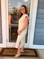 Sand Beige Round Neck Dress