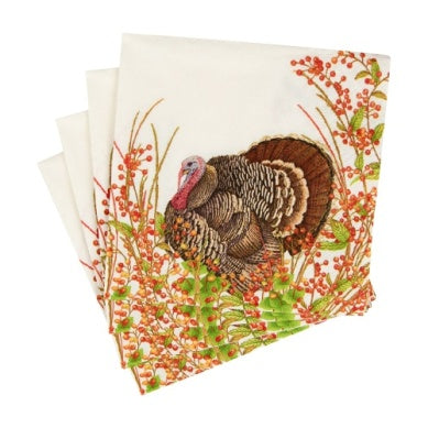 Turkey & Berries Cocktail Napkins Caspari