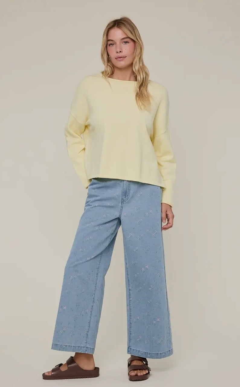 Butter Yellow Boatneck Lightweight Sweater