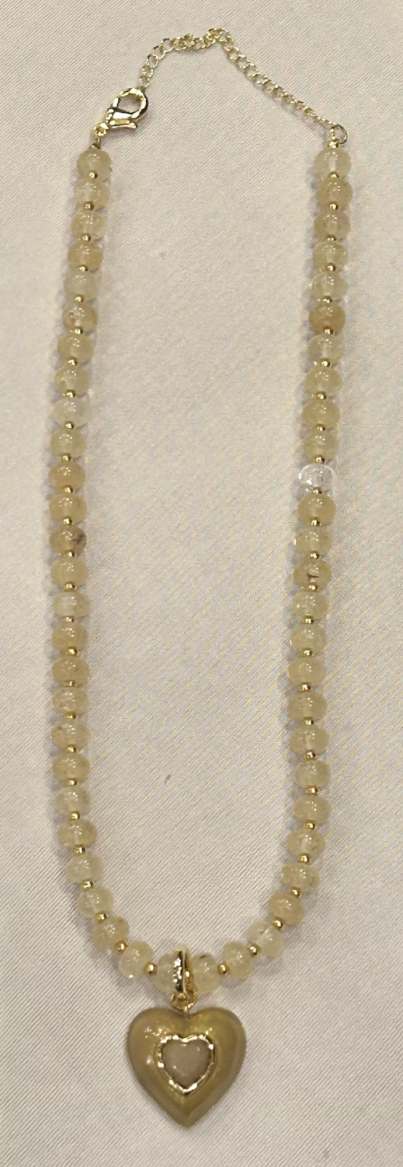 Sea Glass Heart Necklace - Coconut & Tan - Smith & Co.