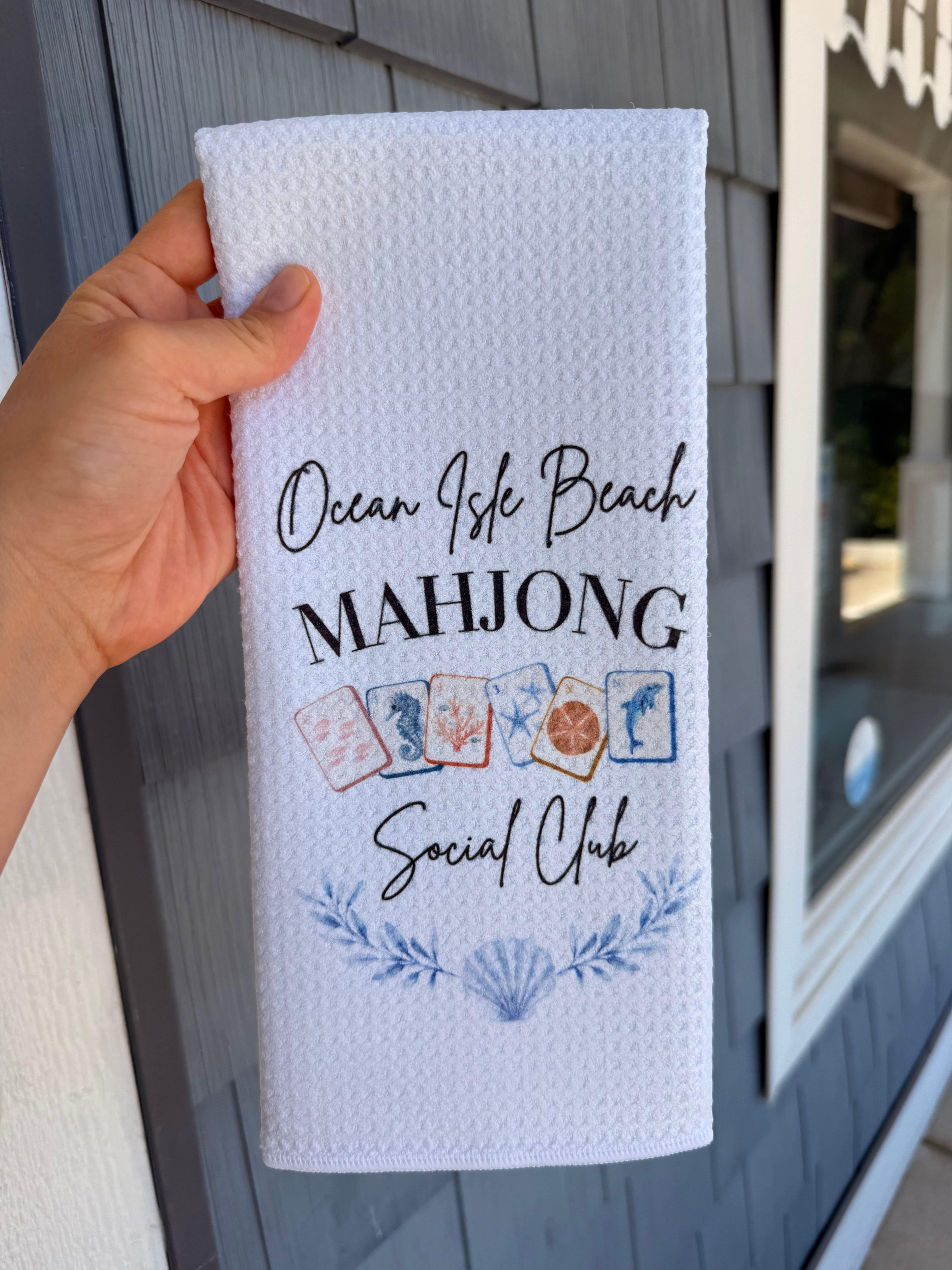 Ocean Isle Beach Sea Mahjong Social Club Tea Towel