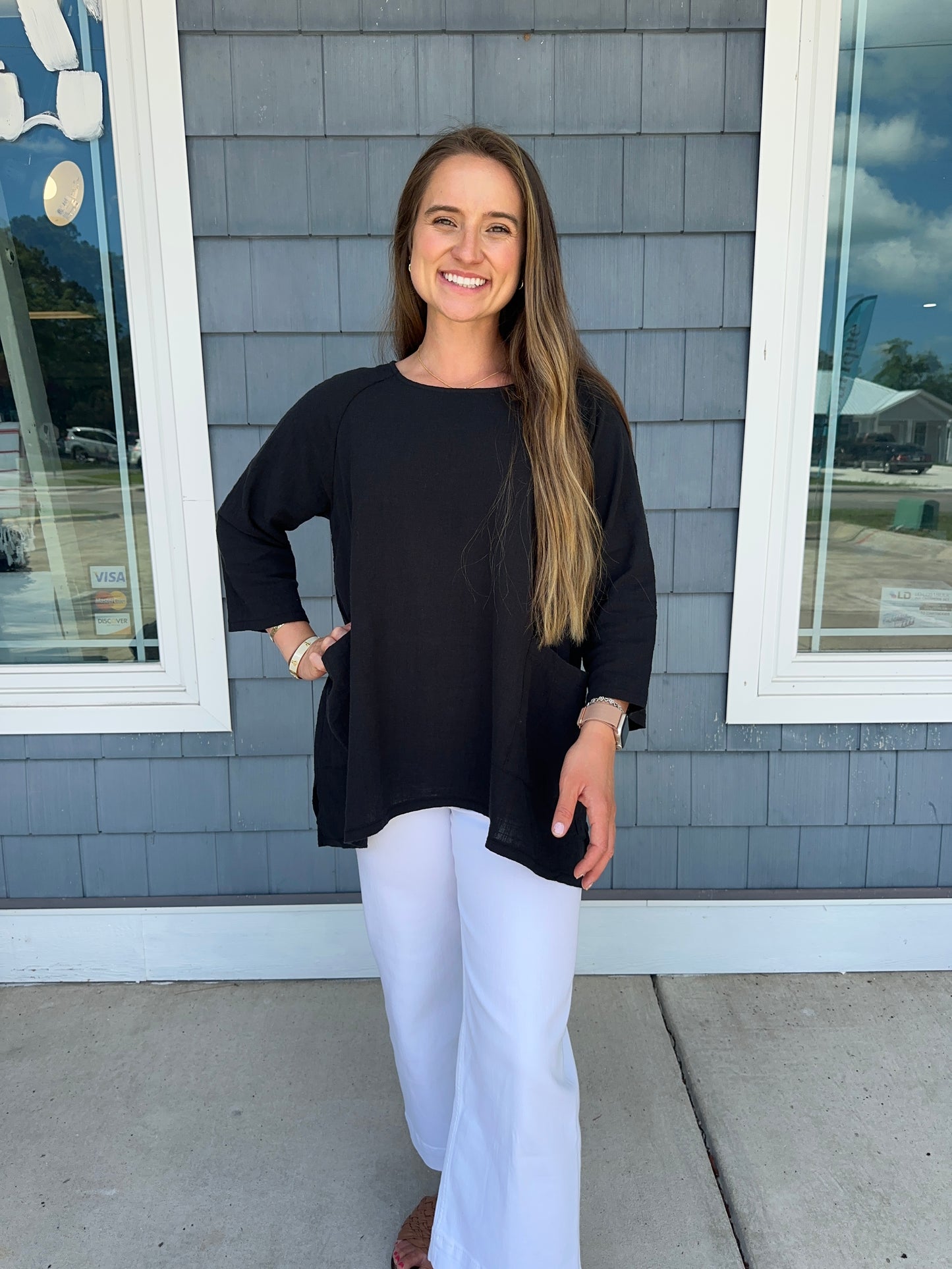 Gauze Two Pocket Top (Multiple Colors)