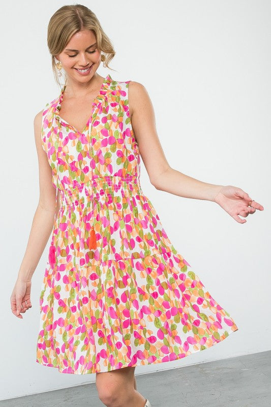 Pink Smocked Waist Dress, THML
