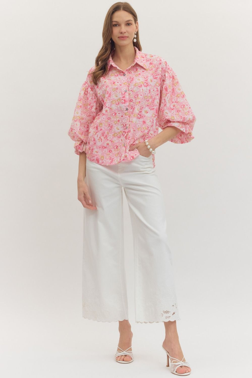 Botanical Eyelet Puff Sleeve Top
