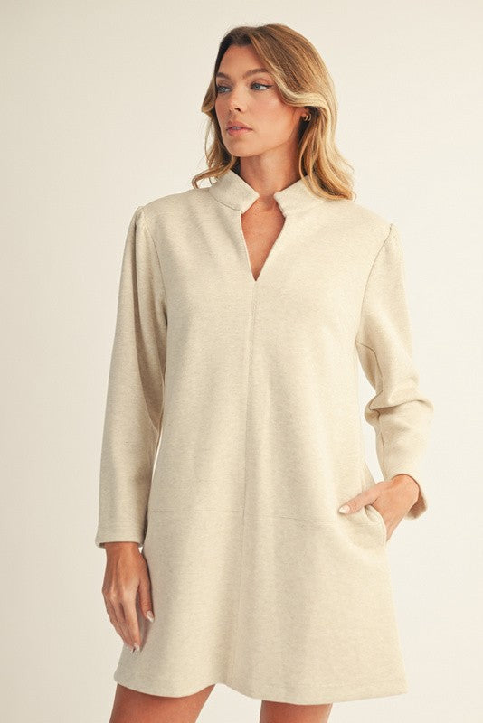 Oatmeal Herringbone Pattern Shift Dress SHIPS OR PICKUP FROM COCO 10/20/25