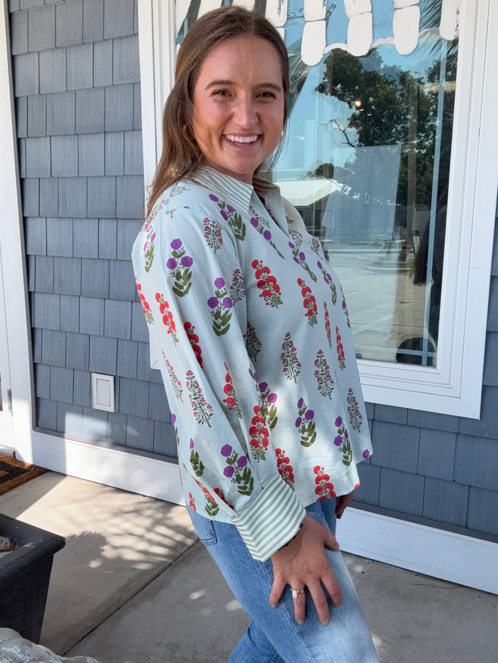 Mint Floral Top