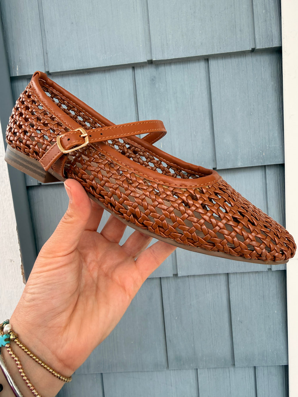 Tan Woven Ballet Flats
