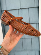 Tan Woven Ballet Flats