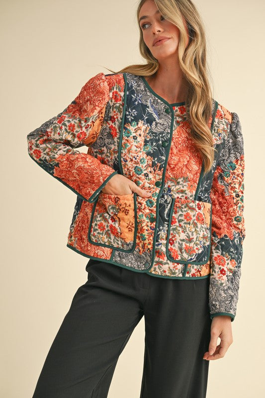 Navy Patchwork Quilted Jacket SHOPS OR PICKUP FROM COCO 10/21/25