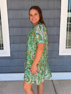 Matcha Mix Paisley Print Button Up Dress