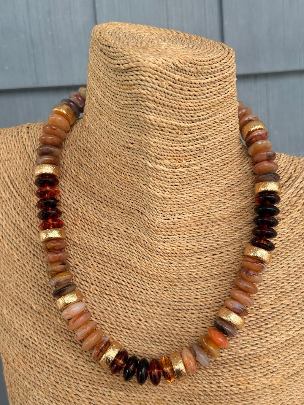 Mixed Brown & Gold Beaded Necklace