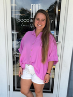 Bright Periwinkle Double Gauze Button Up Top