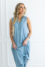Ocean Blue Textured Maxi Dress