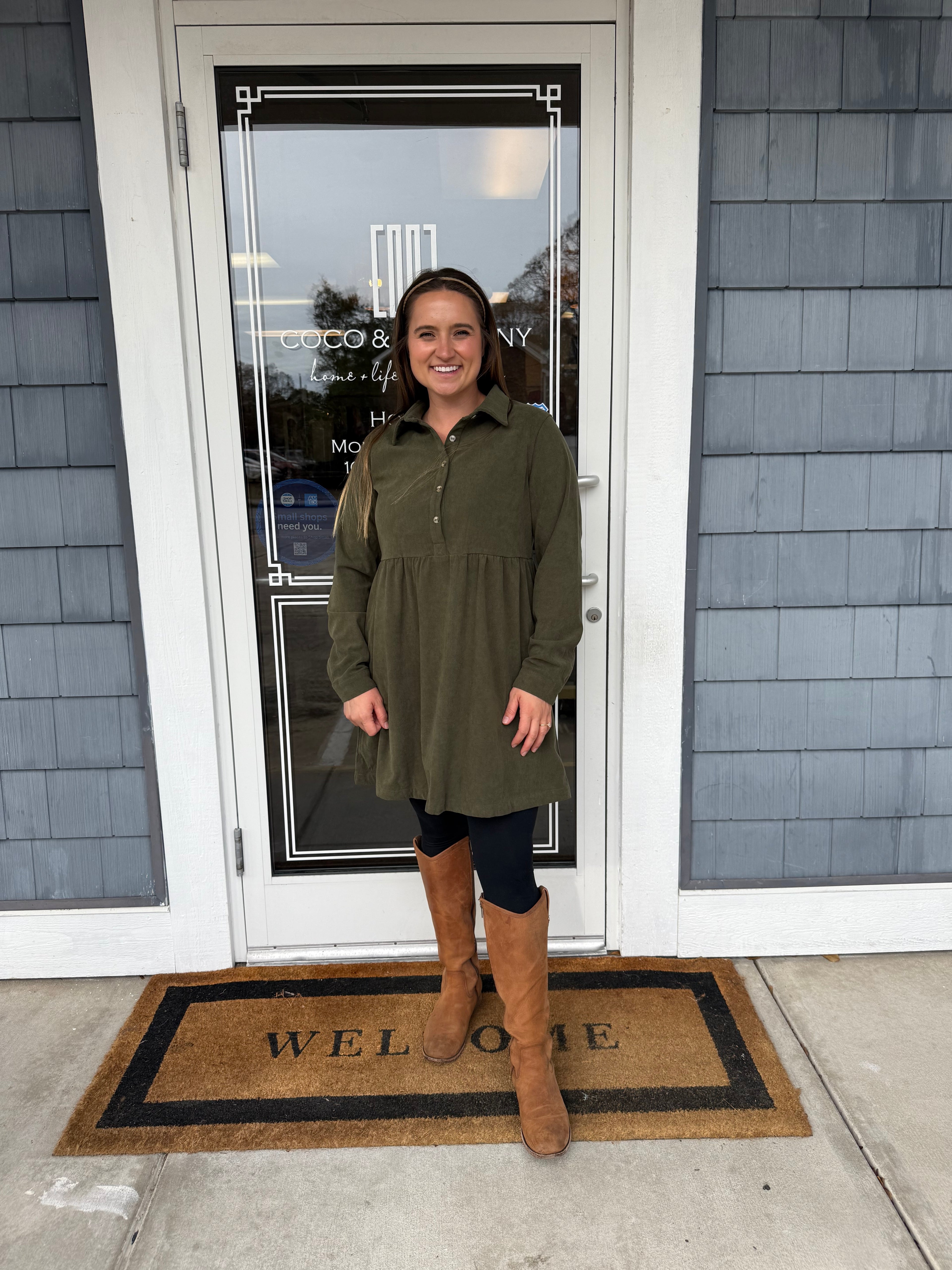 Green Corduroy Dress