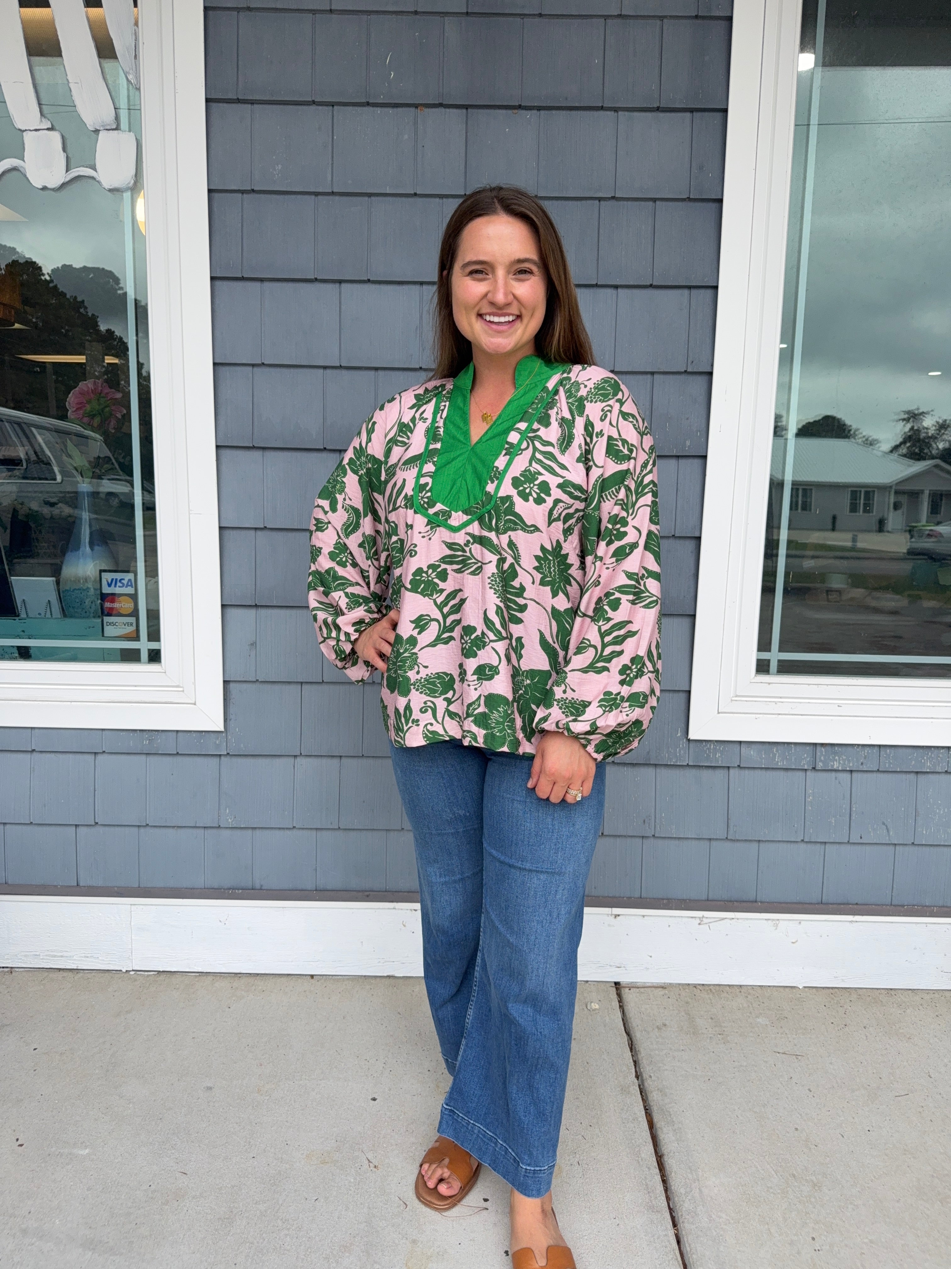 Two Tone Floral Light Pink Mix Top