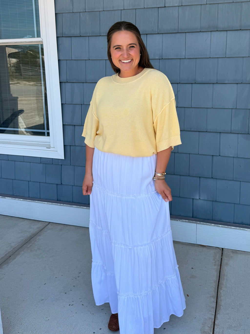 White Tiered Maxi Skirt