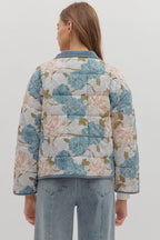 Blue Floral Quilted Jacket SHIPS OR PICKUP FROM COCO 11/6/25