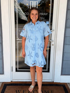 Blue Sea Scapes Eyelet Dress
