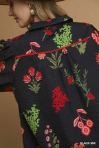 Black Floral Print Textured Fabric Dress SHIPS OR PICKUP FROM COCO 10/10/25