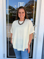 Cream Solid Knit Sweater