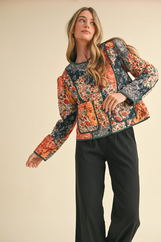 Navy Patchwork Quilted Jacket SHOPS OR PICKUP FROM COCO 10/21/25