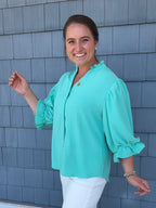 Emerald Balloon Sleeve Blouse