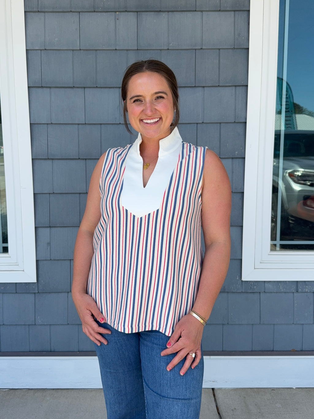 Striped Sleeveless Knit Top