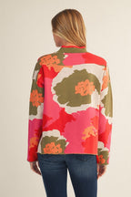 Olive Drop Shoulder Floral Sweater