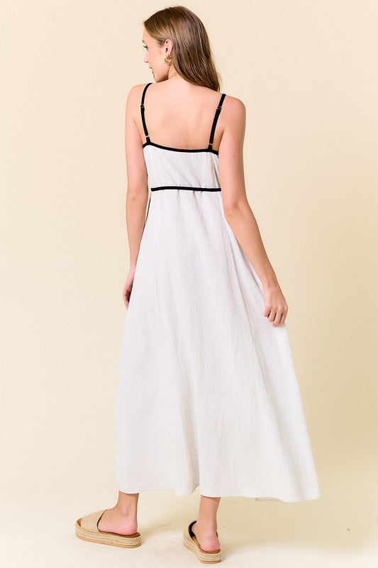 Linen Off White/Black Dress