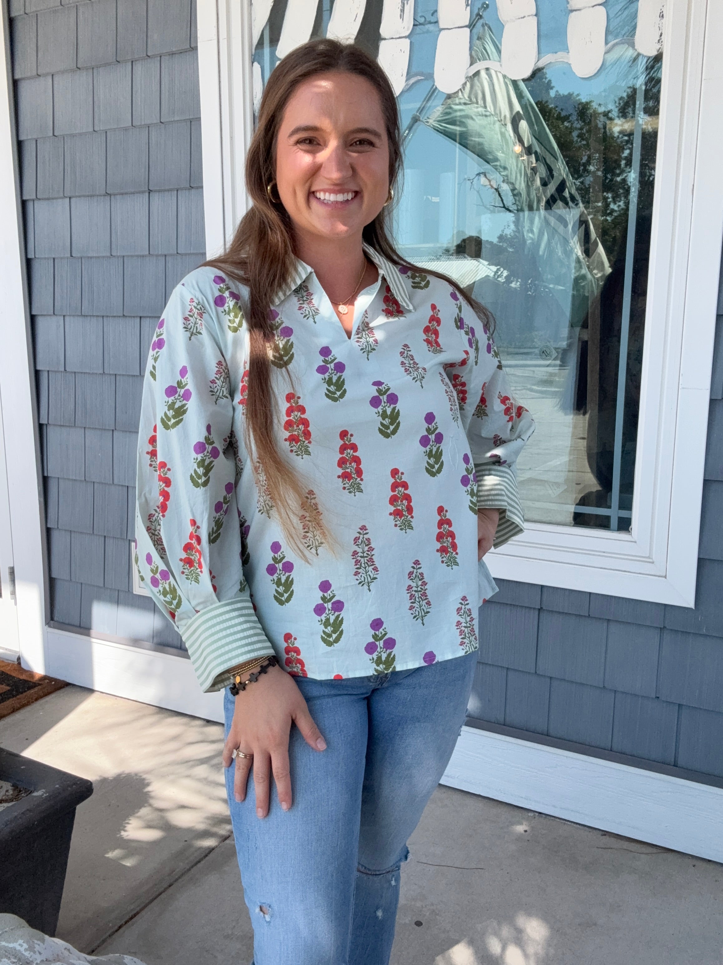 Mint Floral Top