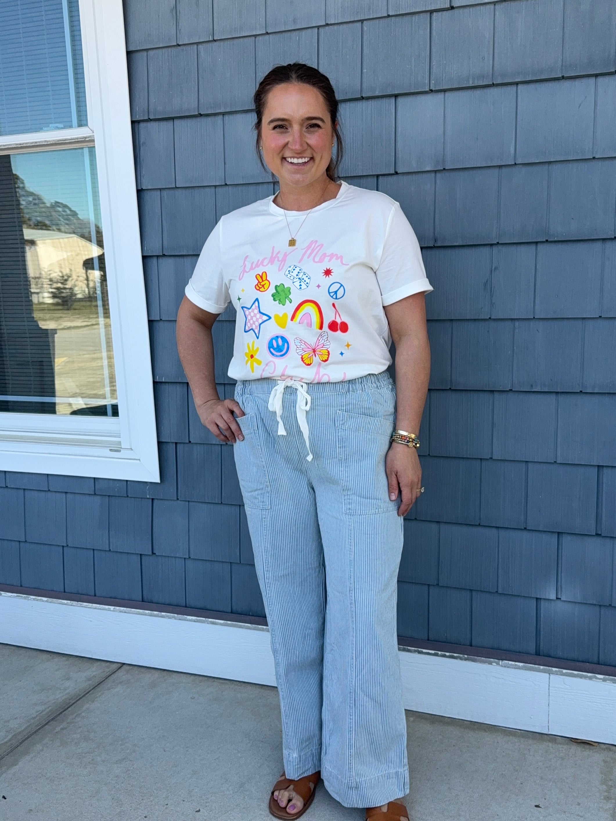 Blue Stripe Drawstring Jeans