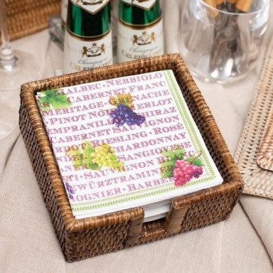 Dark Rattan Cocktail Napkin Holder Caspari
