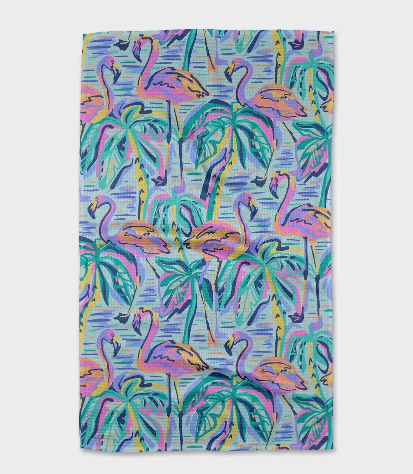 Pink Flamingo Tea Towel Geometry