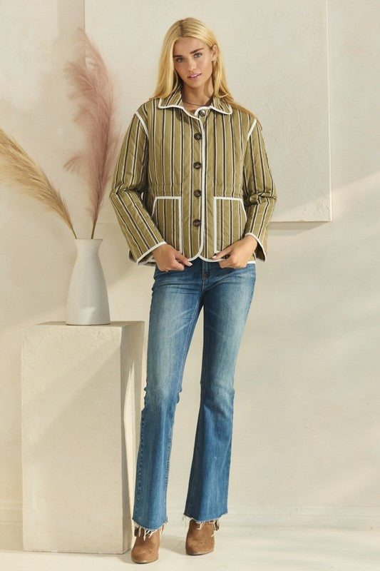 Reversible Olive Quilted Jacket