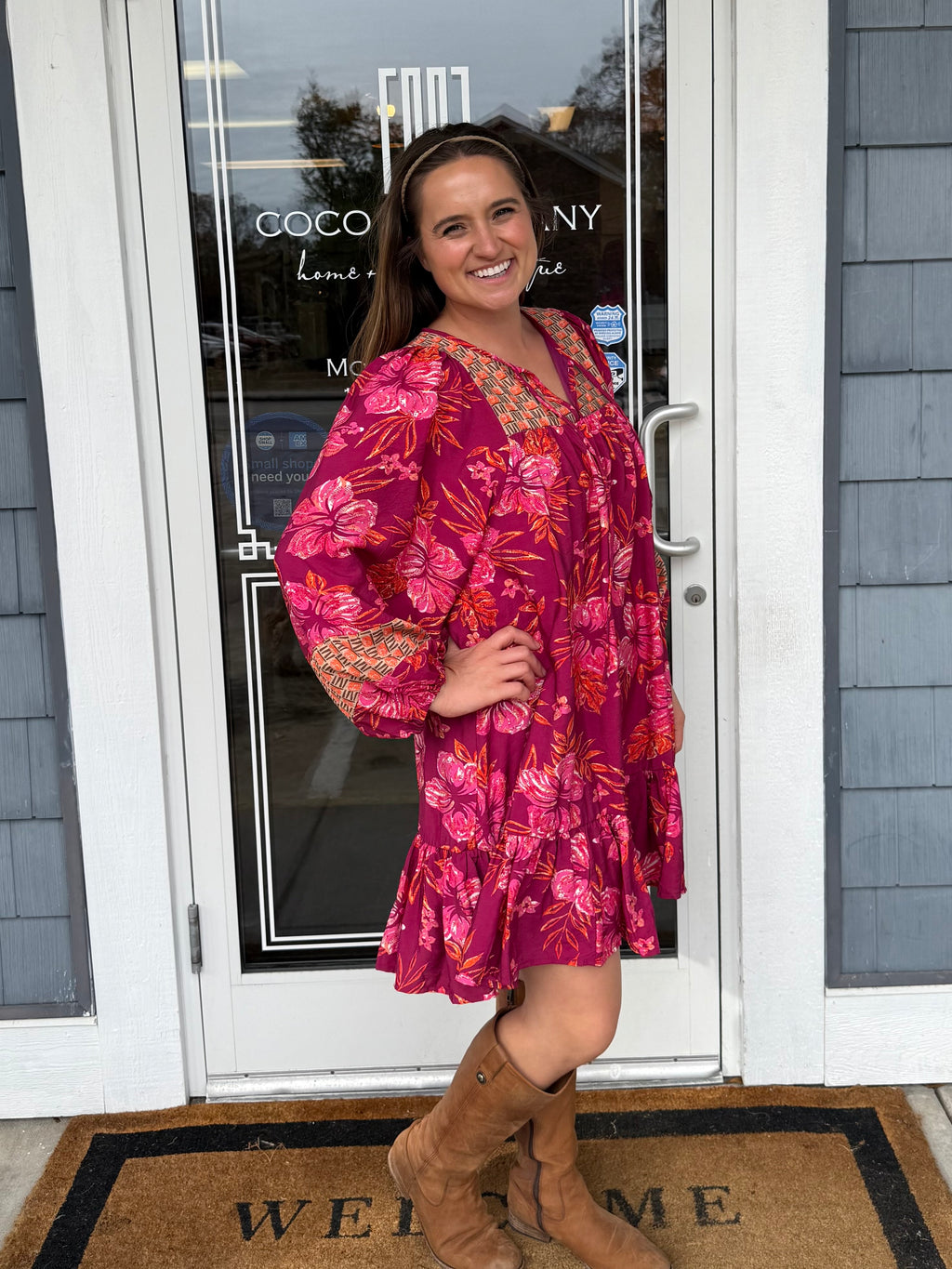 Hibiscus & Vine Merlot Mix Dress