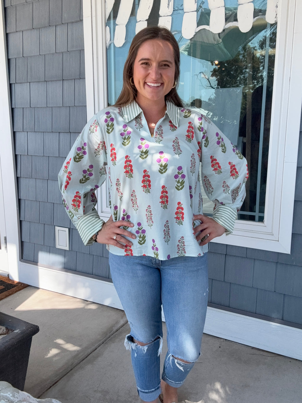 Mint Floral Top