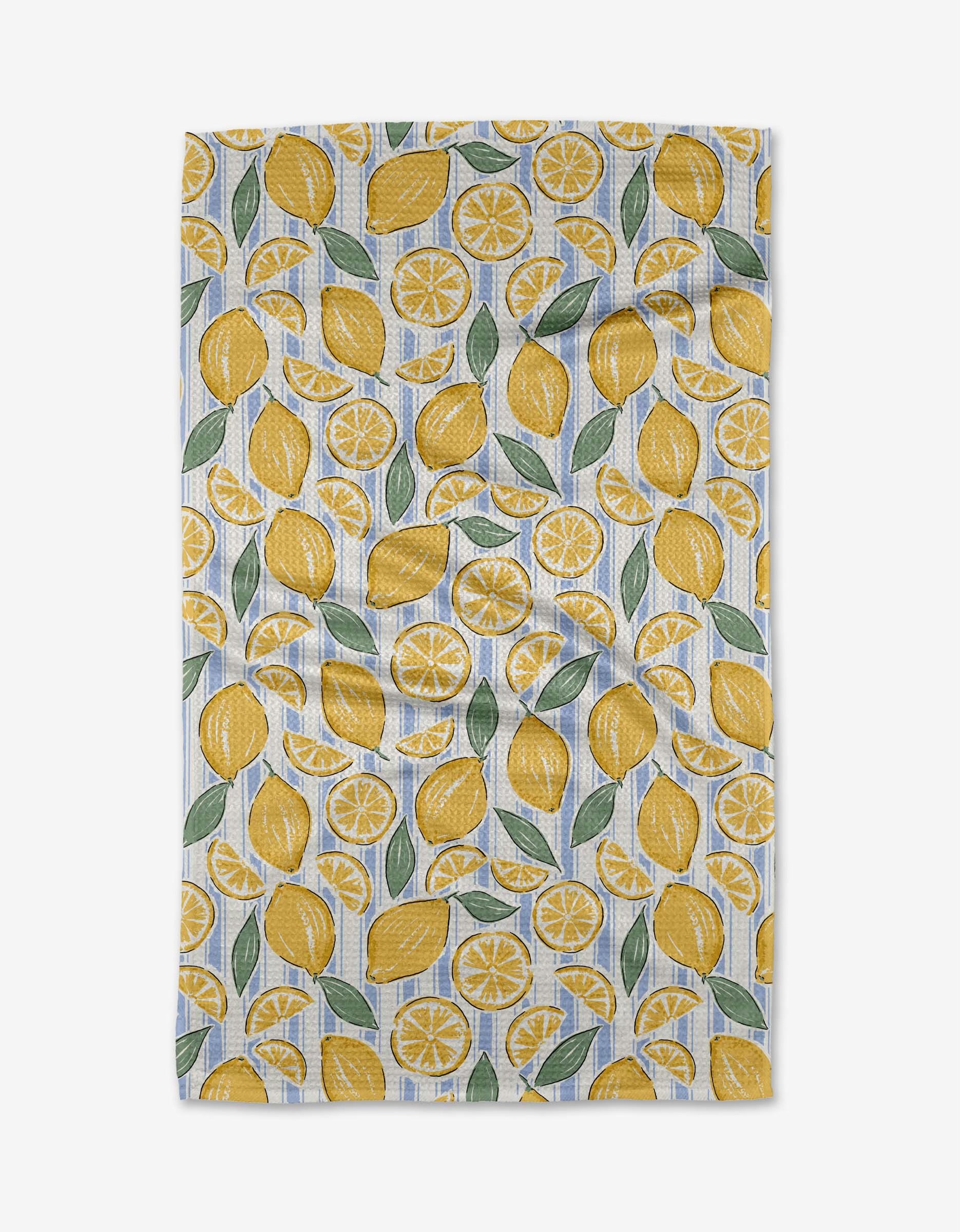 Sour Lemon Stripes Tea Towel Geometry