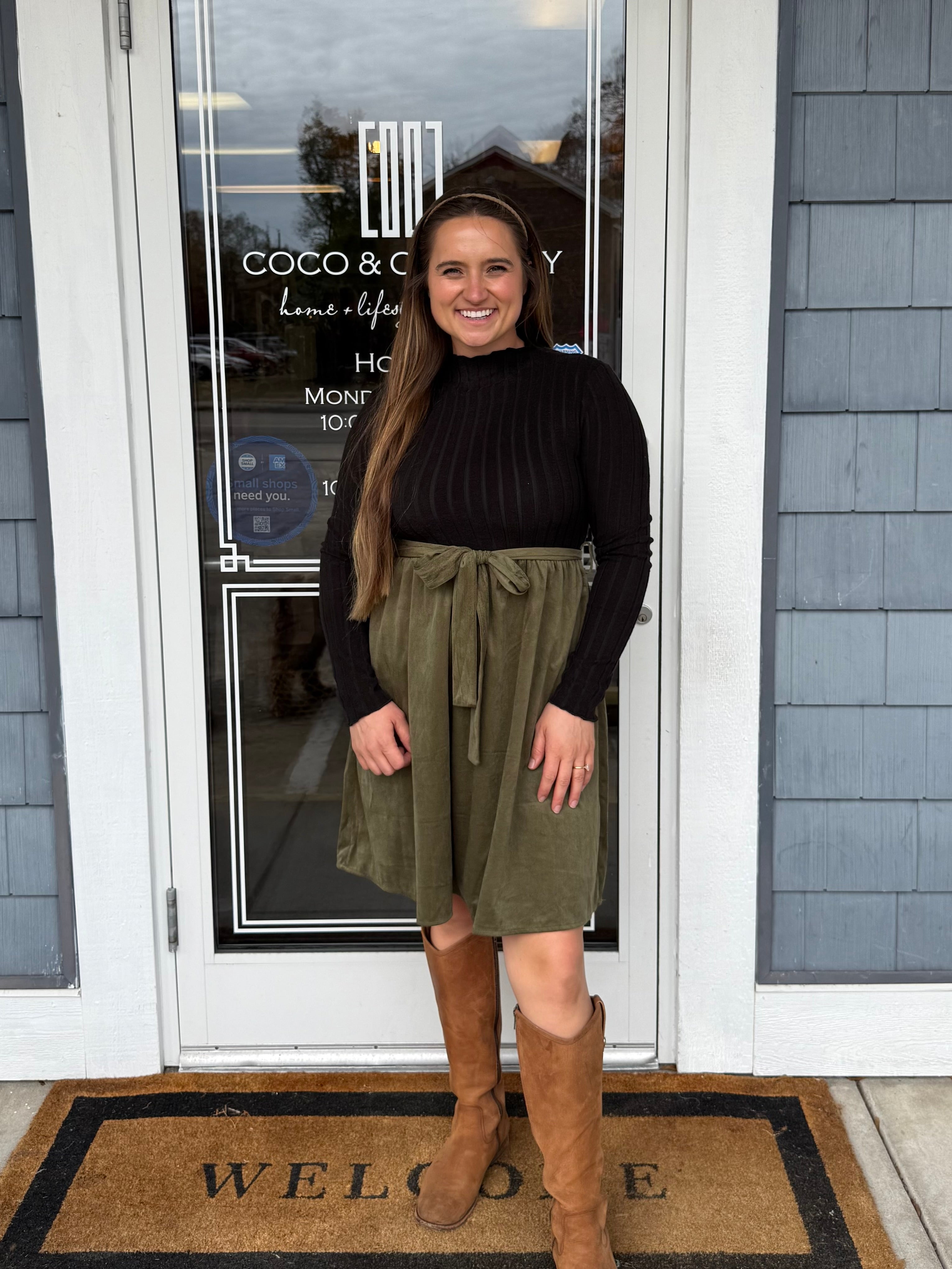 Green Corduroy Party Dress