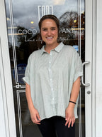 Mint Striped Collared Oversized Button Down