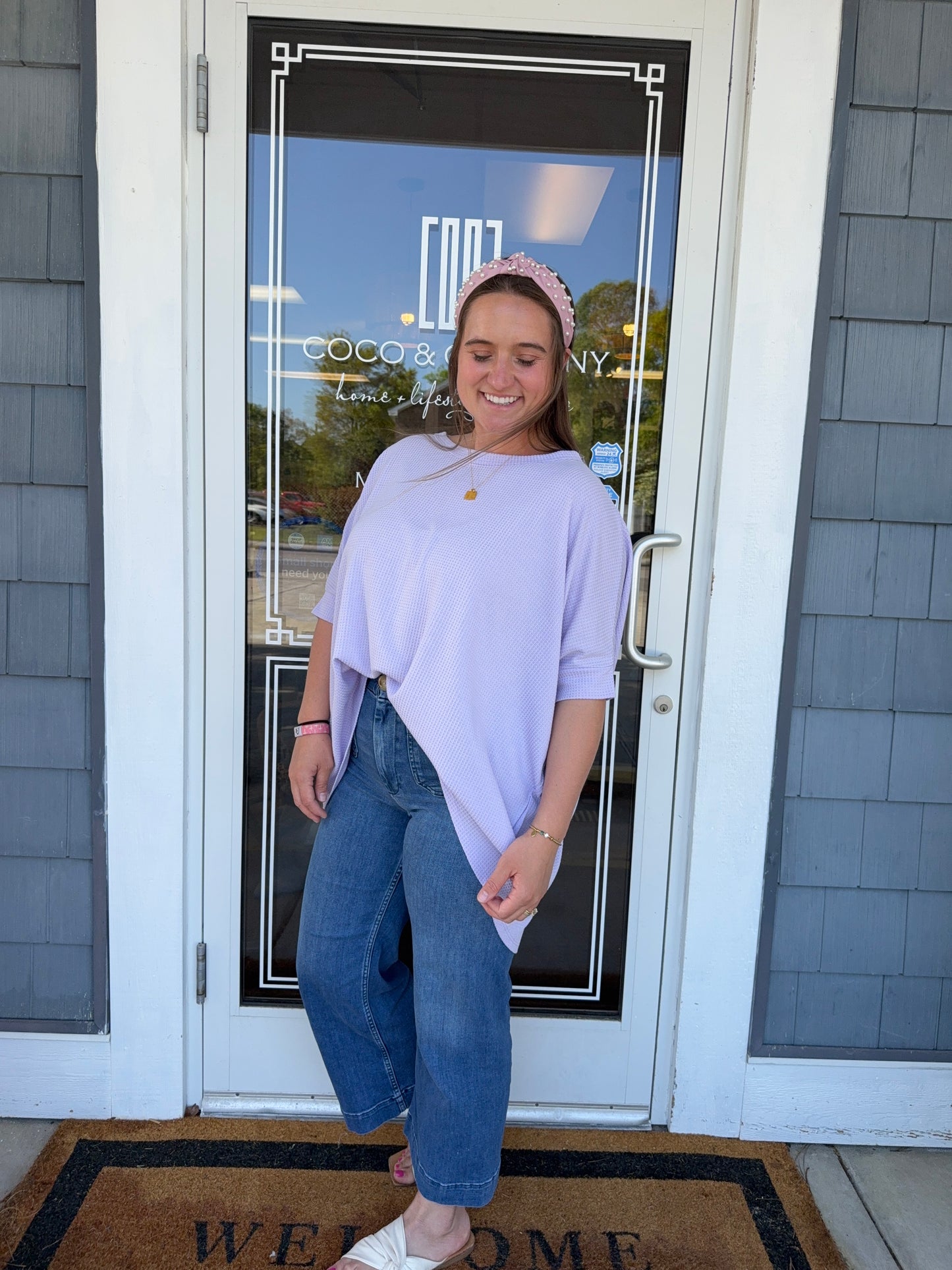Lilac Waffle Knit Oversized Tunic Top
