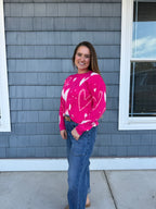 Hot Pink Multi Heart Sweater