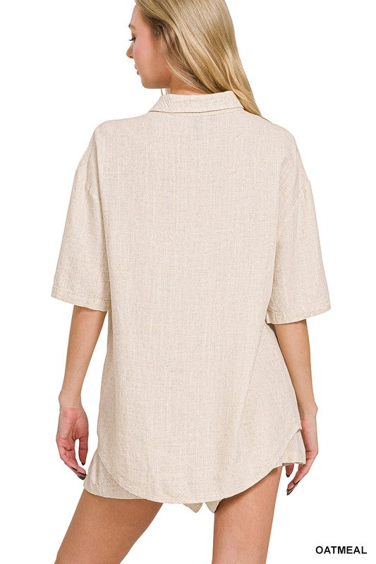 Linen Short Sleeve Shirt & Pants Set