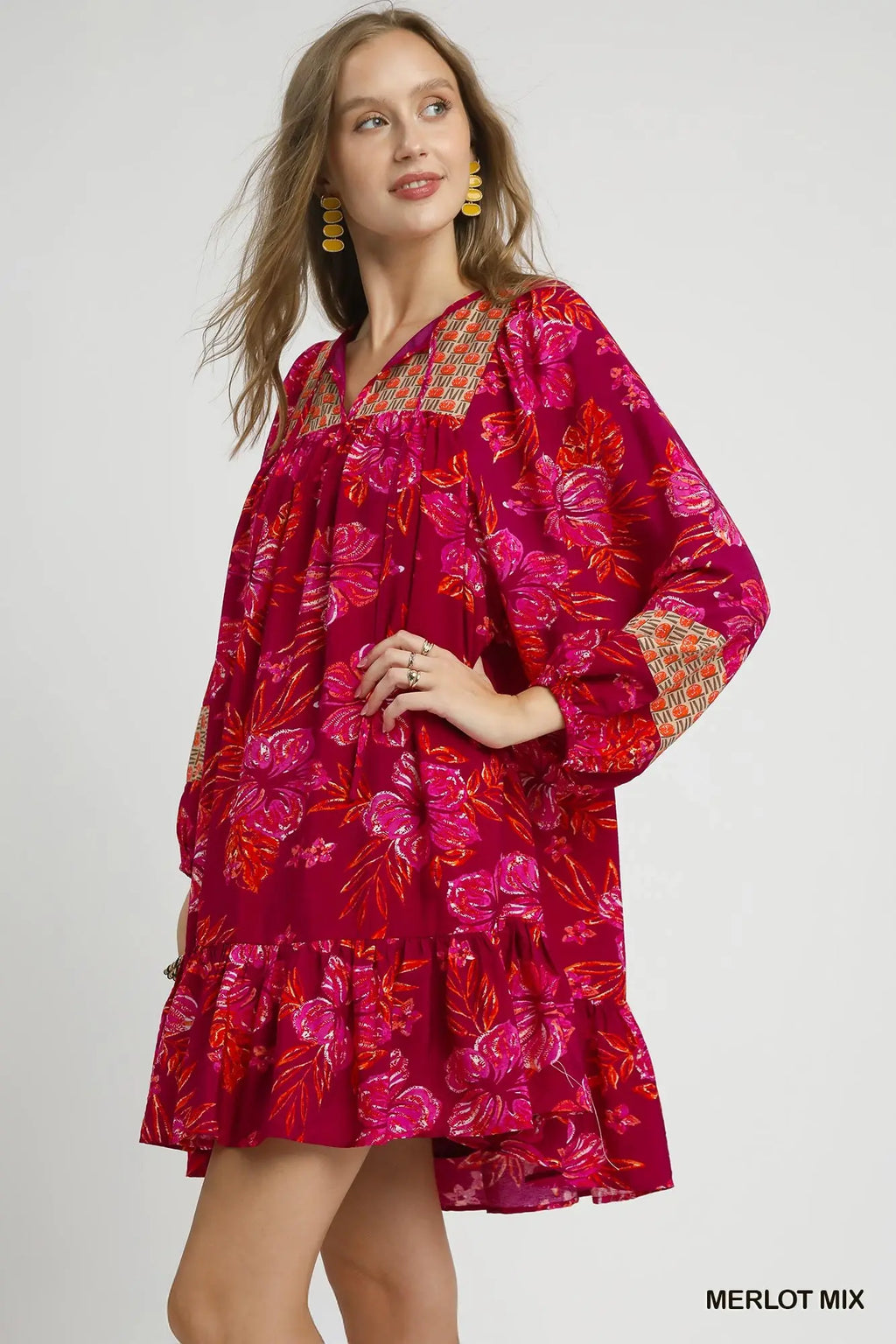 Hibiscus & Vine Merlot Mix Dress