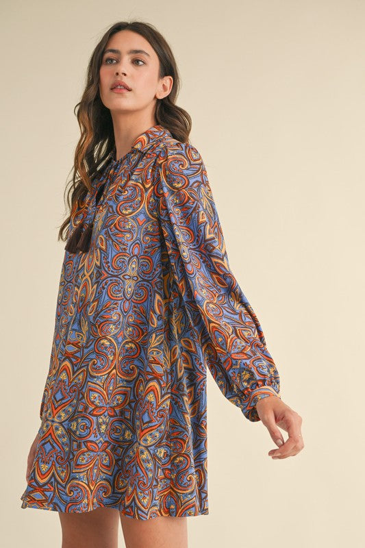 Steel Blue Brown Multi Mini Shirt Dress SHIPS OR PICKUP FROM COCO 10/15/25