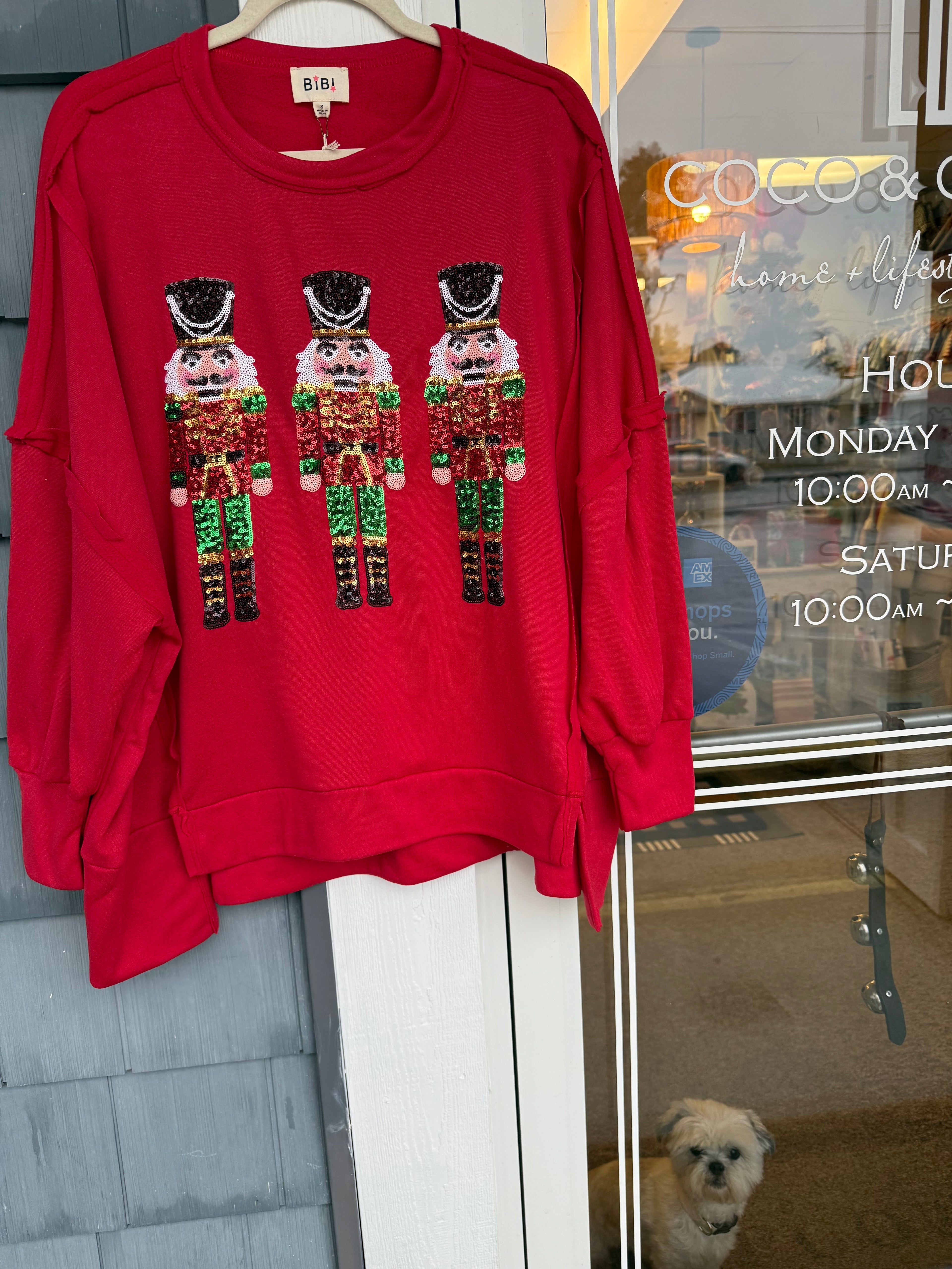 Red Nutcracker Sequin Top