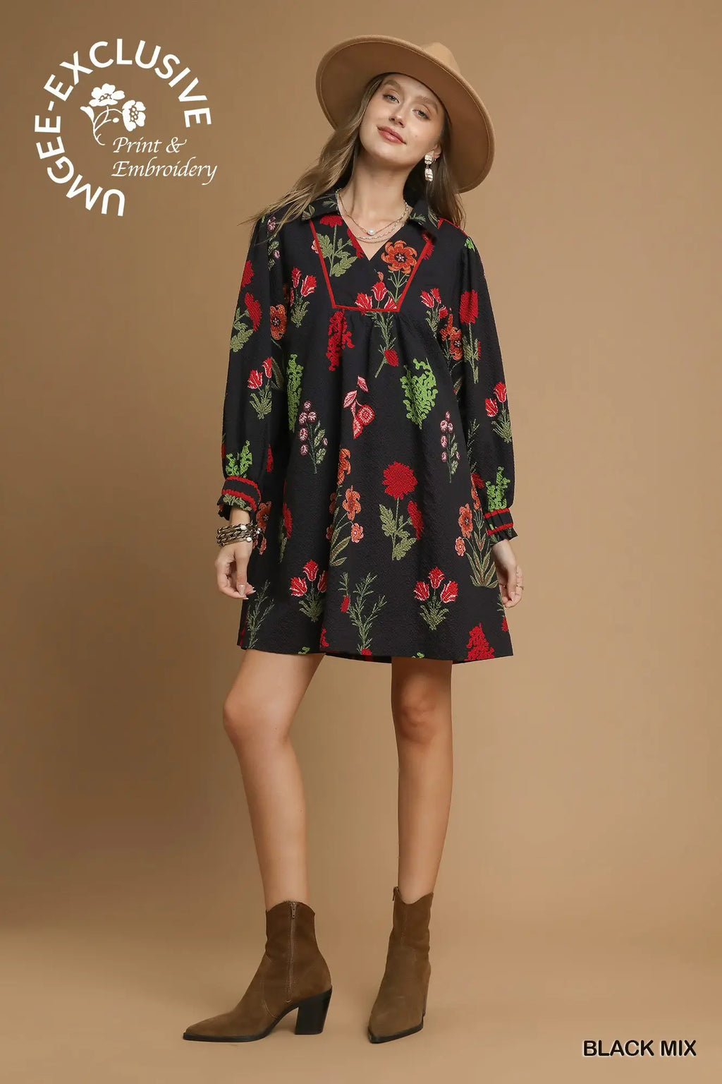 Black Floral Print Textured Fabric Dress SHIPS OR PICKUP FROM COCO 10/10/25