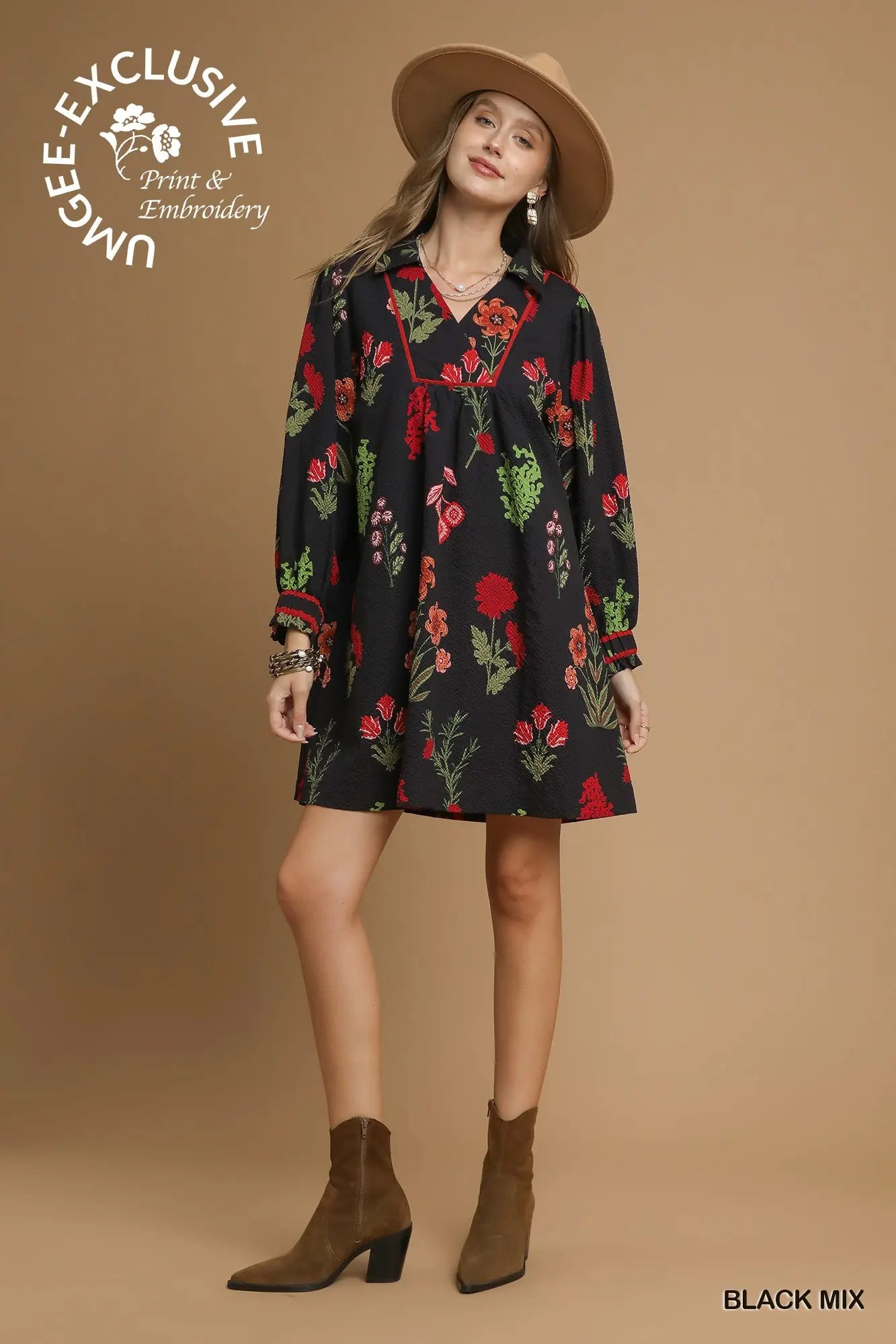 Black Floral Print Textured Fabric Dress SHIPS OR PICKUP FROM COCO 10/10/25