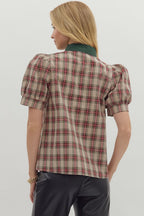 Plaid Taupe Top SHIPS OR PICKUP FROM COCO 11/6/25